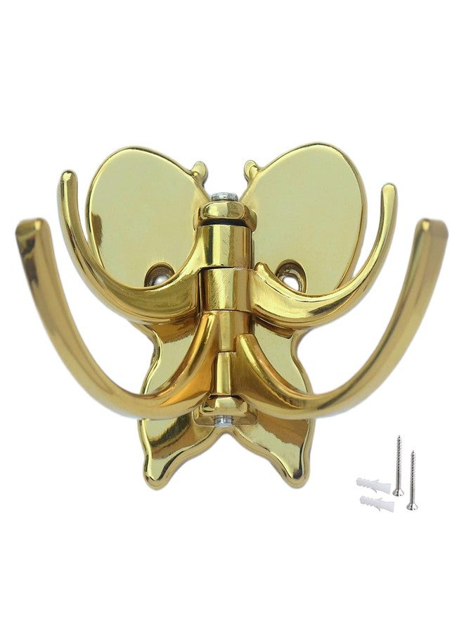Zeetab Adjustable Butterfly Cloth Hanger with 4 Hook, Royal Wall Mount Key Holder, Metal Rail & Robe for Bathroom Towel